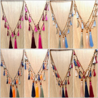 wooden beads colorful tassels fashion necklaces wholesale alot 60 pieces